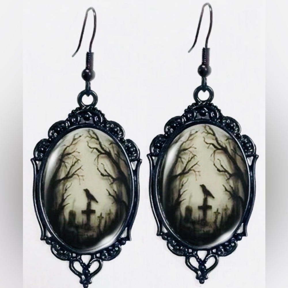 🐦‍⬛Gothic Black Crow Earrings